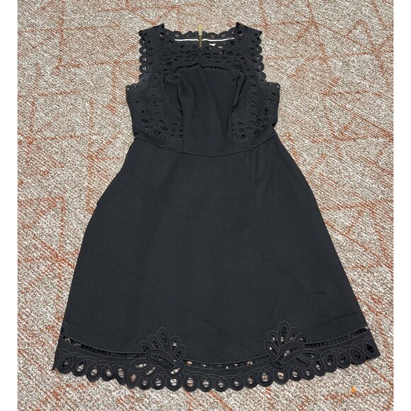 TED BAKER Verony Black Ponte Embroidered Sleeveless Skater Dress Size 2/US 6 - Picture 1 of 6